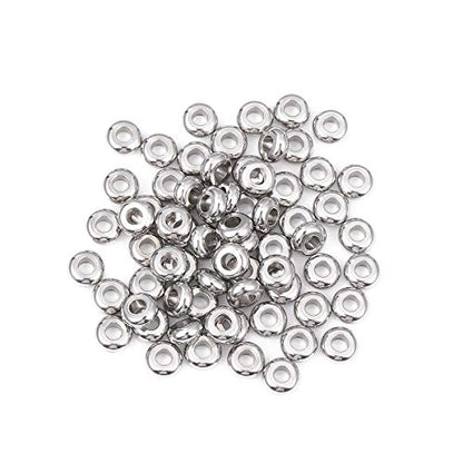 Stainless Steel Spacer Beads 6x3mm Rondelle Loose Charm Caps Beads for DIY Jewelry Making 100pcs with 2.5mm Hole - color: 6x3mm 2.5mm