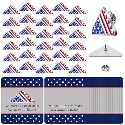 Sayglossy 30 Sets American Flag Pins 250 Anniversary Pins Patriotic Folded Flag Lapel Pin with Card 4th of July Gifts USA Patriotic Brooch for Independence Veterans Memorial Labor Day - style: American Patriotic