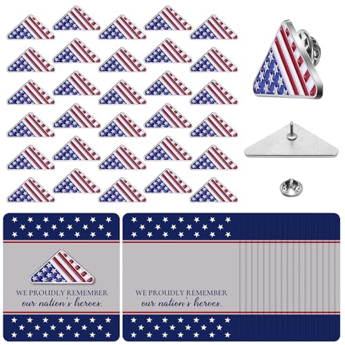 Sayglossy 30 Sets American Flag Pins 250 Anniversary Pins Patriotic Folded Flag Lapel Pin with Card 4th of July Gifts USA Patriotic Brooch for Independence Veterans Memorial Labor Day - style: American Patriotic