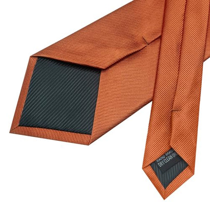 JEMYGINS Formal Necktie Solid Color Tie and Pocket Square with Tie Clip Lapel Pin Sets for Men 4PCS - color: Rust