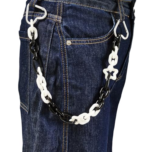 Colorful Acrylic Pants Pocket Chain Hip Hop Jeans Chain,Acrylic Chain Strap for Purse Handbag Diy Accessory - style: Black White