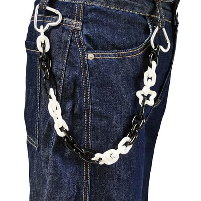 Colorful Acrylic Pants Pocket Chain Hip Hop Jeans Chain,Acrylic Chain Strap for Purse Handbag Diy Accessory - style: Black White