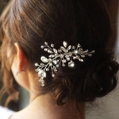 Asooll Crystal Hair Comb Silver Wedding Hair Accessories Bride Rhinestone Hair Pieces for Women