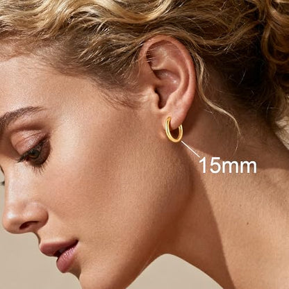 M MOOHAM Hoop Earrings for Women, Hypoallergenic 14K Gold Plated Earrings | Gold Plated Hoop Earrings Set for Sensitive Ears, Earring Stack for Women Trendy, Jewelry Gifts Lightweight 13-60mm
