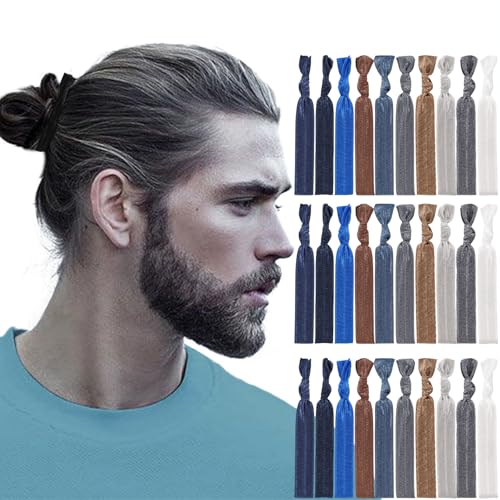79style 100pcs Hair Ties For Men Bun Fabric Elastic Ribbon Hair Ties Ponytail Holders Mens Hair Bands Knotted Knot Hair Tie Men Guys Hair Accessories (10 Colors)