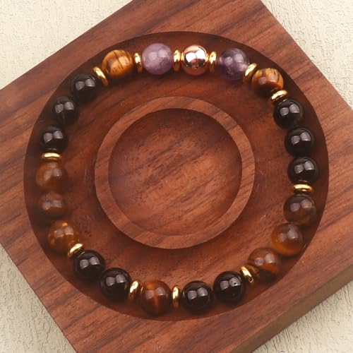 KSQS Healing Stone Bead Bracelet for Women, Natural Gemstones Balance Protection Bracelet, Spiritual Crystal Beads Bracelet Anxiety Relief with Meaning Card - color: No Negativity