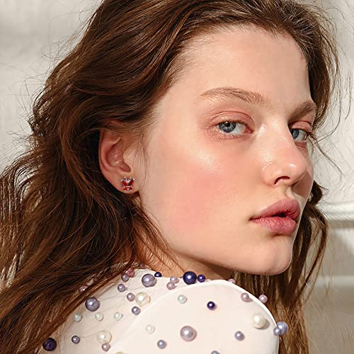 Bestyle Gold Butterfly Earrings for Women, Dainty Cute Birthstone Studs Hypoallergenic Jewelry, Great Birthday Gift - style: 07.July(Ruby)-STUD