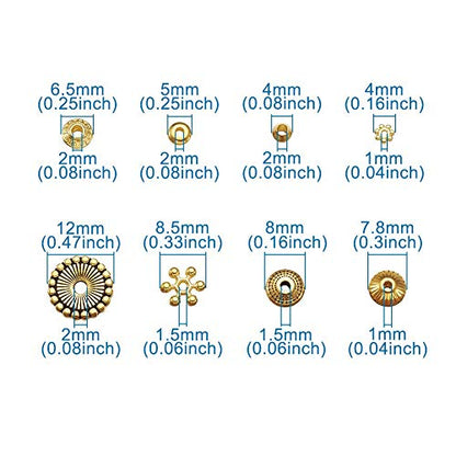 Craftdady Tibetan Antique Golden Spacer Beads with Cotainer Box(8 Styles, 320Pcs) - color: 8 Styles, 320Pcs, Golden