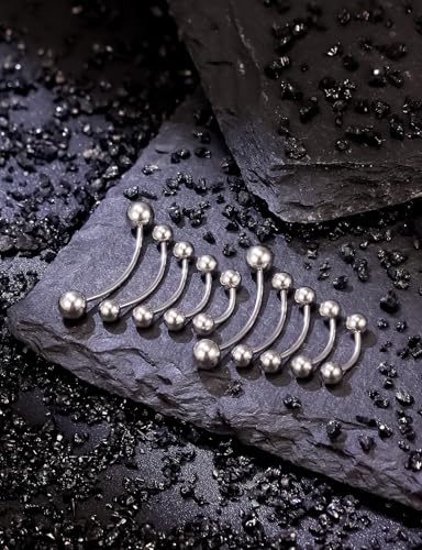 20G 16G 14G 12G Eyebrow Ring Piercing Jewelry Surgical Steel Vertical Labret Lip Ring Rook Daith Earrings Navel Small Tiny Belly Button Ring Piercing Jewelry for Women Men Silver Black Gold - color: Silver, size: 20G
