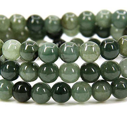 Angelstones Gemstones 6mm Round Beads Healing Crystal Bracelet for women | Natural Gemstone, Handmade Gifts for Women, Healing Crystal Round Beaded Stretch Bracelets, Unisex Jewelry for Women and Men - color: Dark Green Jade