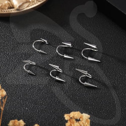 ZS 20G Spike Nose Rings Studs, 18G Stainless Steel Spike Stud Earrings, 16G Septum Lip Rings Cartilage Tragus Helix Piercing for Women Men - color: 12pcs 16g helix earrings