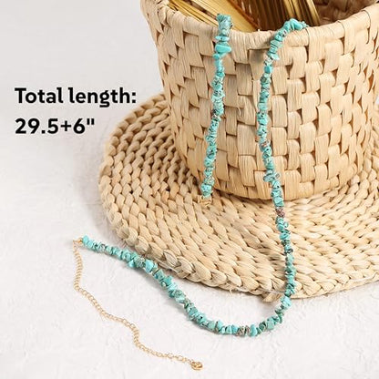 Adjustable 18k Gold Plated Waist Chain, Beach Bikini Body Chain, Handmade Boho Belly Chain - color: Turquoise chips