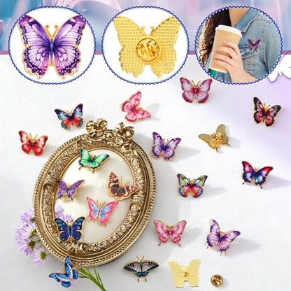 30/60 Pcs Cute Enamel Pins Bulk Plant Flower Animal Halloween Gothic Fall Pumpkin Cartoon Lapel Pin Brooches Jewelry Gift for Backpack Clothes Hats Accessories - style: Butterfly