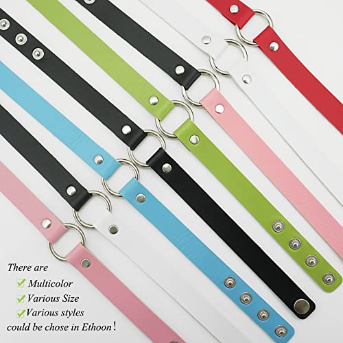 ETHOON Adjustable Leather Choker Collar Soft PU Circle Punk Choker Necklace for Women - color: BlackWhite