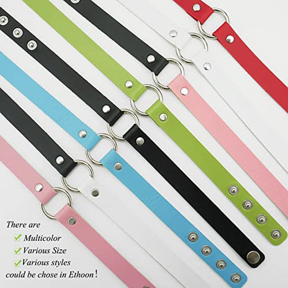 ETHOON Adjustable Leather Choker Collar Soft PU Circle Punk Choker Necklace for Women - color: BlackWhite