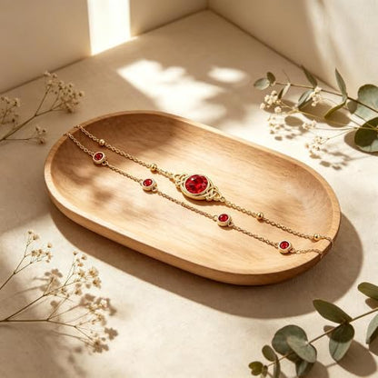 Midari 18K Gold Irish Infinity Celtic Knot Birthstone Layed Anklet Bracelet with 12 Months Birthstone Birthday Jewelry Gifts for Women Mom - color: 01-Garnet, size: Bracelet 7"-9"