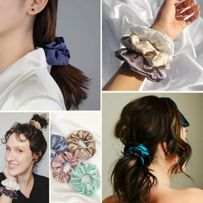 LILYSILK Silk Hair Scrunchies for Frizz&Breakage Prevention, 100% Mulberry Silk Hair Ties No Damage, Elastic Silk ponytail Holders, 1Pc, Black - color: Black