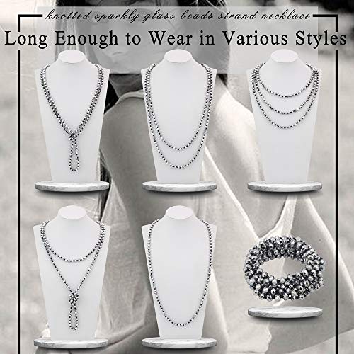 Firstmeet Fashion Beads Rope Knot Long Beaded Necklace Versatile 60" Strand Costume Jewelry for Women - color: XL-1182-Sliver