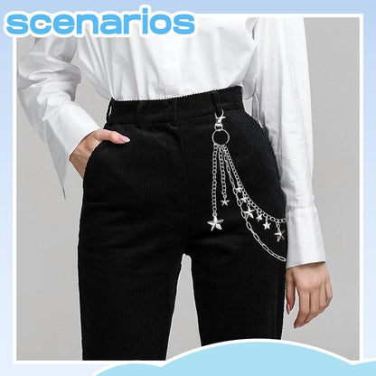 Goth Pants Chain Charms for Women Men Punk Layered Jean Chains Gothic Y2k Pocket Chain for Women Hip Hop Waist Chains - color: Star 2