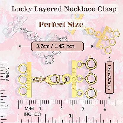Dailyacc Lucky Necklace Layering Clasp 18K Gold and Silver Multi Strand Clasps for Stackable Necklaces - color: 1Pcs Gold 3 Clasp