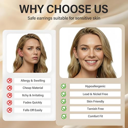 4 Pairs Silver Gold Hoop Earrings for Women,30/40/50/60 mm Stainless Steel 14K Silver Gold Plated Loop Earrings for Women Hypoallergenic Fashionable Lightweight Big Women Earrings Loop Earrings Set - color: Gold-30/40/50/60mm