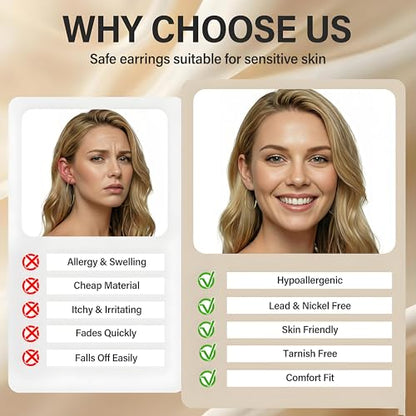 4 Pairs Silver Gold Hoop Earrings for Women,30/40/50/60 mm Stainless Steel 14K Silver Gold Plated Loop Earrings for Women Hypoallergenic Fashionable Lightweight Big Women Earrings Loop Earrings Set - color: Gold-30/40/50/60mm