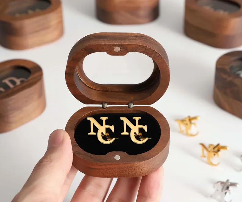 Meice Custom Monogram Cufflinks for Men,Personalized Initial Name Stainless Steel Cuff links Wedding Gift