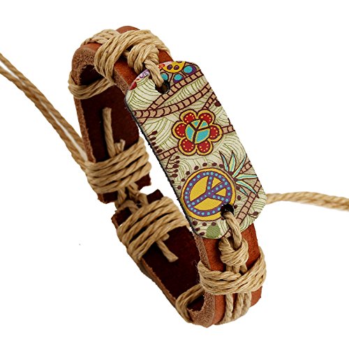 Leather Boho Bracelets Wrap Woven Bracelet Rope Peace Bracelets Jewelry for Women and Men