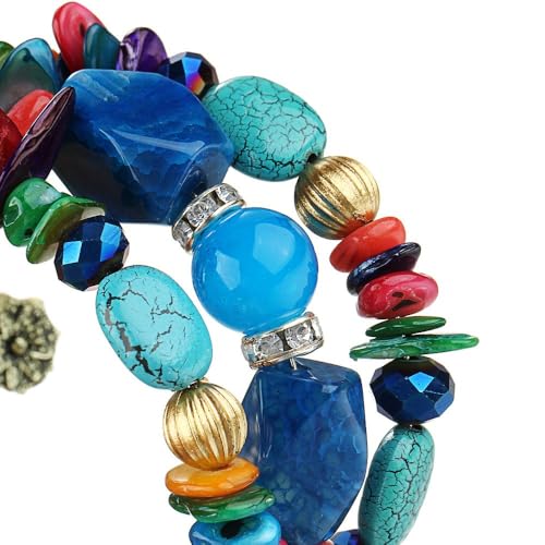 Turquoise Beaded Stretch Bracelets Bohemian Stackable Bracelets Y2K Summer Beach Bracelets Jewelry for Women - color: Stackable-Colorful