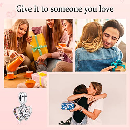 MITSOKU 925 Sterling Silver Charms for Bracelets Necklaces Animal prototype Pendant Safety Chain Dangle Pendants Beads Christmas Day Charms Jewelry Gift for Women - style: Friends Heart Double Pendant