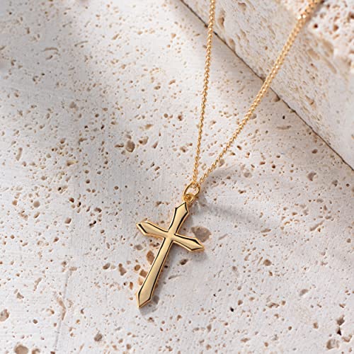 Fettero Cross Necklace for Women Faith Pendant 14K Plated Dainty Chain Necklaes Minimalist Simple Tiny God Lords Prayer Religious Jewelry - style: Blank Cross
