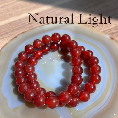 Natural Healing Gemstone Bracelet Handmade Yoga Stretch Elastic Bracelet Stress Relief Crystal Jewelry for Men and Women - color: Carnelian (Luck), size: 10mm
