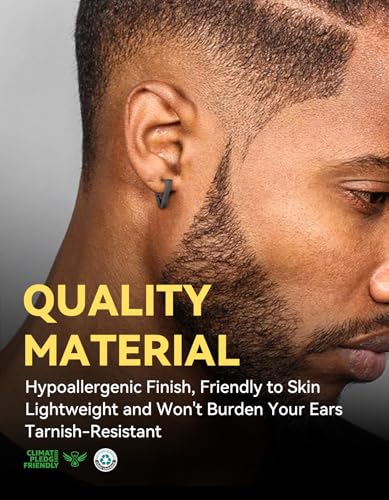 ChainsHouse Stud Earrings for Men Women,316L Stainless Steel/14K Gold/Black Plated Metal, Punk Hypoallergenic Surgical Huggie Hoop Earrings Mens Jewelry Piercing Hoop Earrings - style: A: Black-Triangle(1 Pair)