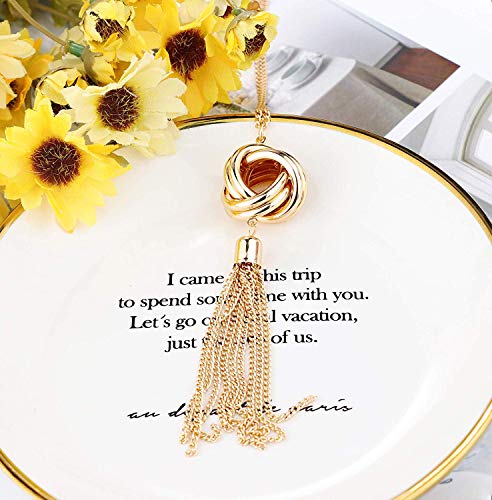 3PCS Long Pendant Necklaces for Women Disk Circle Pendant Triple Stack Pendant Necklace Tassel Sweater Necklace Statement Necklace Y Necklaces Set - color: Goldtone A