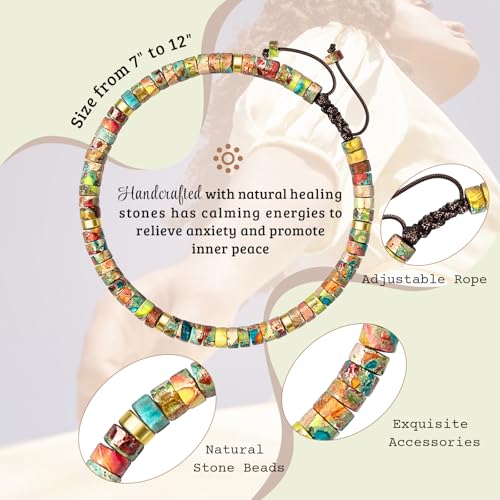 Inspirational Bracelet Gifts for Women, Natural Stone Beaded Bracelets | Thinking of You Get Well Soon Encouragement Healing Bracelets Christmas Day Birthday Gifts for Women Friends Sister - color: B-C KING STONE-APPRECIATED