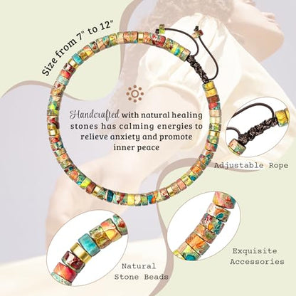 Inspirational Bracelet Gifts for Women, Natural Stone Beaded Bracelets | Thinking of You Get Well Soon Encouragement Healing Bracelets Christmas Day Birthday Gifts for Women Friends Sister - color: B-C KING STONE-APPRECIATED