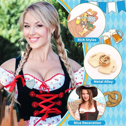 SANNIX 60Pcs Oktoberfest Pins, Bavarian Label Pins for Backpacks, 30 Styles | Beer Festival Brooch, Oktoberfest Party Favors, Badges for Clothes Bags Hats Accessories - style: Oktoberfest Pins