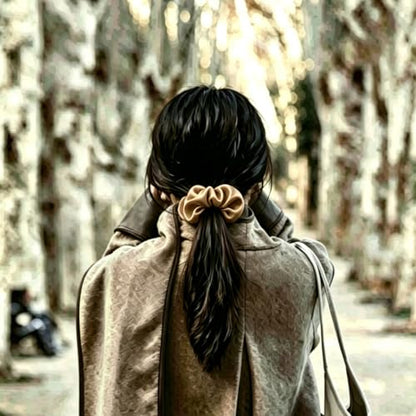 Silk Hair Ties Ponytail Holder Hairs Bow Ropes Elastics Hairtie Accessories Wide 0.8inch on Hair No Damage No Crease for Women Curly Thick Wavy Hair(30Pcs Earthy Yellow) - color: Earthy Yellow
