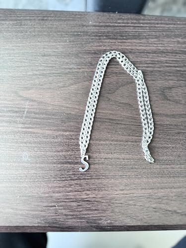 Stainless Steel Initial A-Z Necklace for Men Women,Cuban Chain,Titanium Steel Initial Letter Pendant Charm Necklaces Accessories Jewelry for Woman Man,21 Inch Chain - color: S