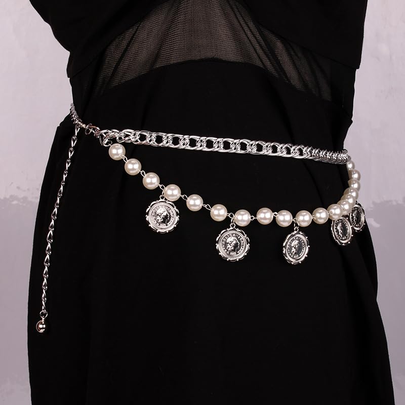 Pirate Waist Chain for Women Multilayer Metal Waist Chain Belt Adjustable Long Belt Body Belly Chain Boho Layered Coin Waist Chain Pirate Costume Women Men Jewellery - style: Style-E
