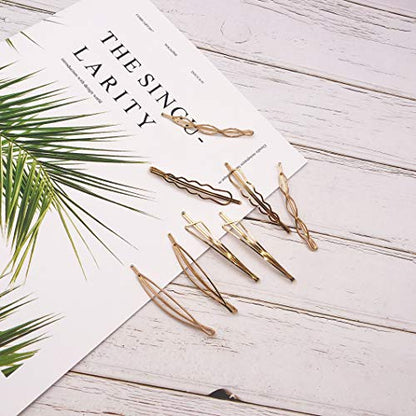 Messen Hair Pins Set Geometric Hair Clips Metal Hairpin Minimalist Hair Styling Jewelry Hair Clamps Accessories Barrettes Gold Bobby Pin for Girl Women (8 Pieces,Style 7)