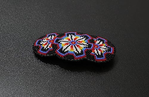 Beaded Hair Clips Native American Style Handmade Collection (Black) - color: Black