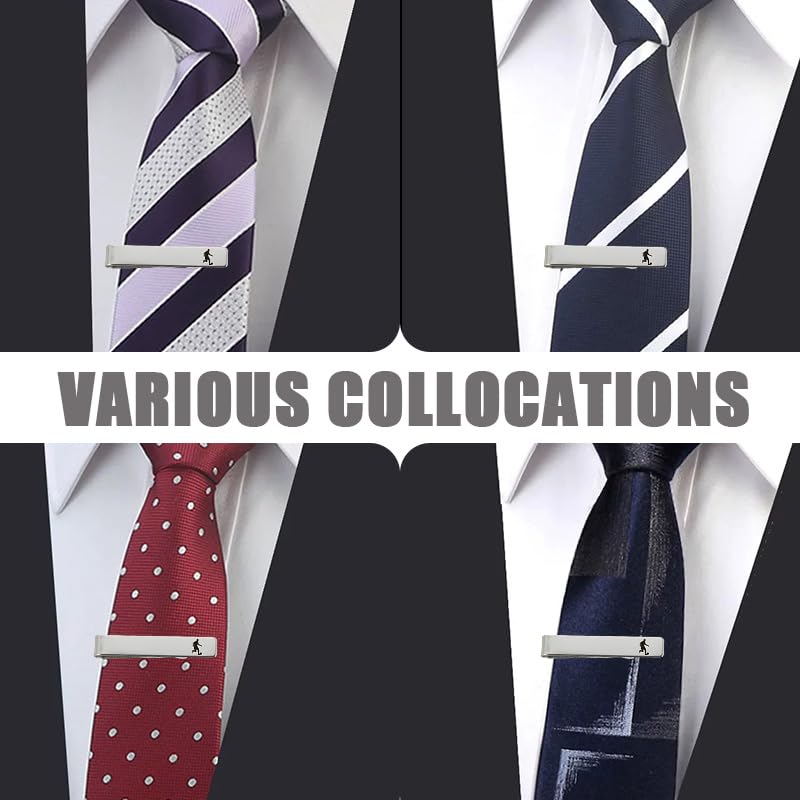 Mens Airplane Tie Clip for Boyfriend Husband Son Flight Attendant Accessories for Men - style: Silver Football