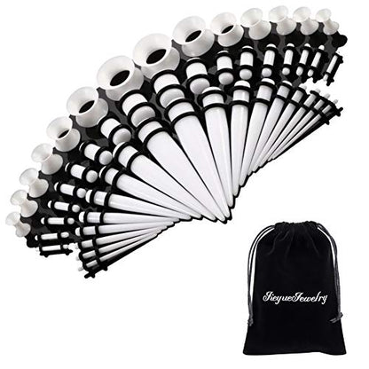 JieyueJewelry 50/54 Pcs Ear Stretching Kit 14G-00G | Acrylic Tapers & Plugs with Silicone Tunnels, Ear Gauges Expander Set Body Piercing Jewelry for Women and Men - color: White