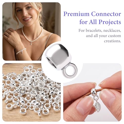 Joez Wonderful Links Bail Beads, Hypoallergenic Alloy Column Spacer Beads - color: 100 Silver, L