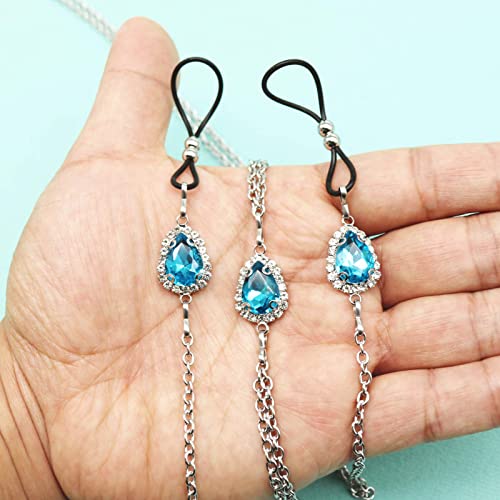 Teardrop Nipple Ring Rhinestone Water Drop Faux Nipple Chain Noose Body Non Piercing Jewelry Heart Chokers Necklaces