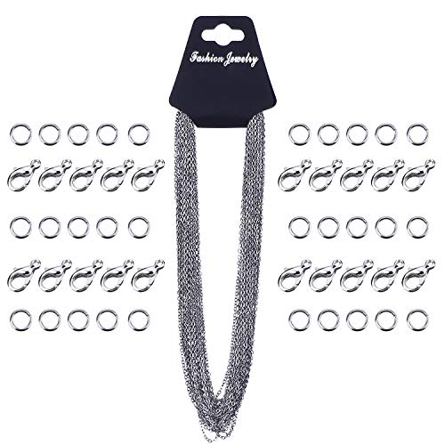 33 Feet Necklace Chains Stainless Steel DIY Link Chain Necklaces with 20 Lobster Clasps and 30 Jump Rings for Jewelry Making(1.5 mm Wide) - size: 1.5 mm Wide