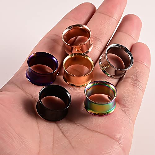 Set of 12 PCS 316L Stainless Steel Ear Plugs Large Gauges Stretching Screw Fit Tunnels Gauge 2g - 1 inch Ear Plugs Tunnels for Ears Expander Body Jewelry - color: 6 Pair Double Flared, size: 12mm(1/2")