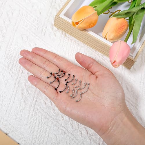 Yolev 16pcs Eyebrow Piercing Jewelry Vertical Labret Lip Piercing Jewelry Eyebrow Rings Piercing Kit Jewelry Surgical Steel Curved Barbell Tiny Vertical Labret Lip Jewelry Ear Rook Helix Conch Daith