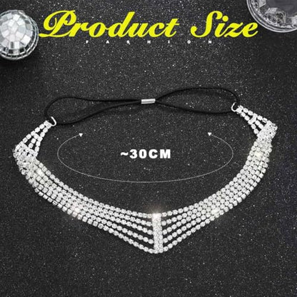 Jeairts Rhinestone Head Chain Forehead Bridal Headband Elastic Crystal Hair Band Halloween Prom Hair Jewelry for Women - color: 1-Silver